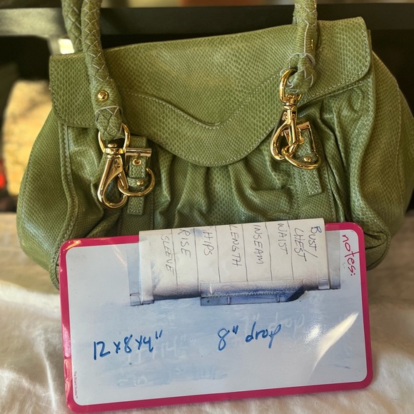 La Gioe Di Toscana The Italian Collection By Sharon Gioe Satchel Green Reptile - Picture 3 of 9